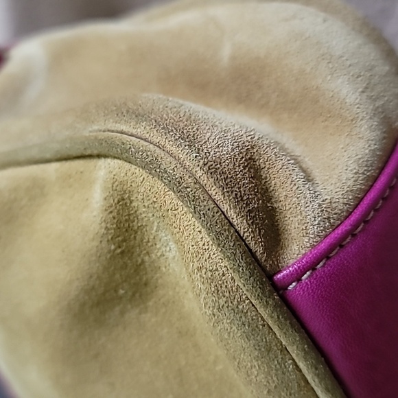 Vintage Coach Hamptons Suede Field Bag 9274 Stylish Pink and Brown - Picture 10 of 11